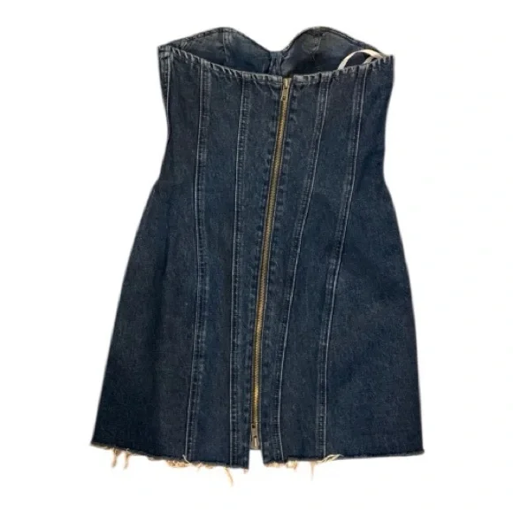 GRLFRND Denim 'Kristin' Bustier Strapless Dress in Femme Fatale Size Small NWOT - Picture 13 of 13